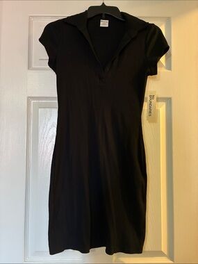 No Boundaries Black Ribbed Polo Shirt Dress